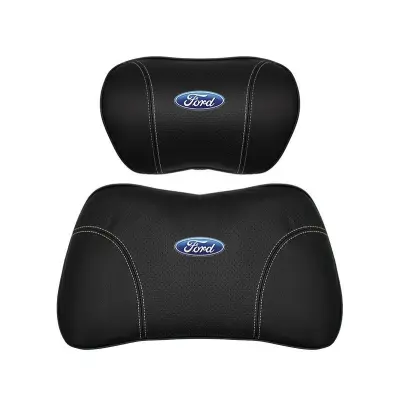 Suitable For Mondeo Car Nappa Memory Foam Seat Headrest Lumbar Pillow Black 01