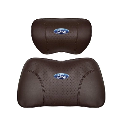 Suitable For Mondeo Car Nappa Memory Foam Seat Headrest Lumbar Pillow Brown 01