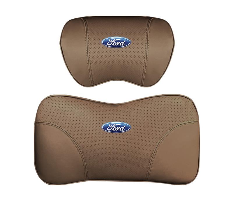 Suitable For Mondeo Car Nappa Memory Foam Seat Headrest Lumbar Pillow Coffee Color