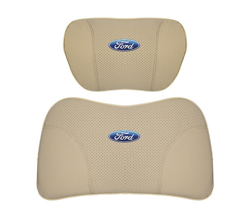 Suitable For Mondeo Car Nappa Memory Foam Seat Headrest Lumbar Pillow Off-White