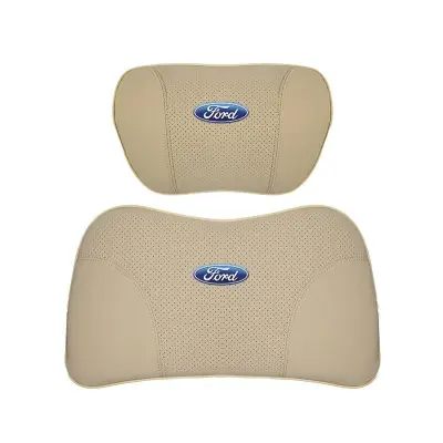 Suitable For Mondeo Car Nappa Memory Foam Seat Headrest Lumbar Pillow Off-White 01