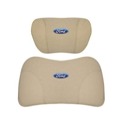 Suitable For Mondeo Car Nappa Memory Foam Seat Headrest Lumbar Pillow Off-White 01