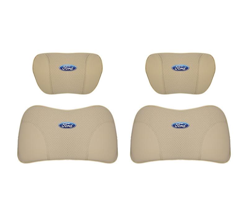 Suitable For Mondeo Car Nappa Memory Foam Seat Headrest Lumbar Pillow Off-White