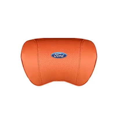 Suitable For Mondeo Car Nappa Memory Foam Seat Headrest Lumbar Pillow Orange 02