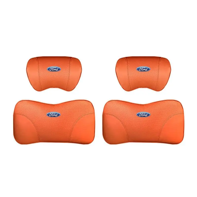 Suitable For Mondeo Car Nappa Memory Foam Seat Headrest Lumbar Pillow Orange