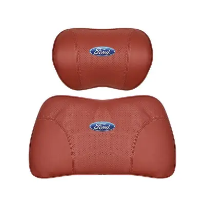 Suitable For Mondeo Car Nappa Memory Foam Seat Headrest Lumbar Pillow Red 01