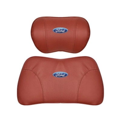 Suitable For Mondeo Car Nappa Memory Foam Seat Headrest Lumbar Pillow Red 01