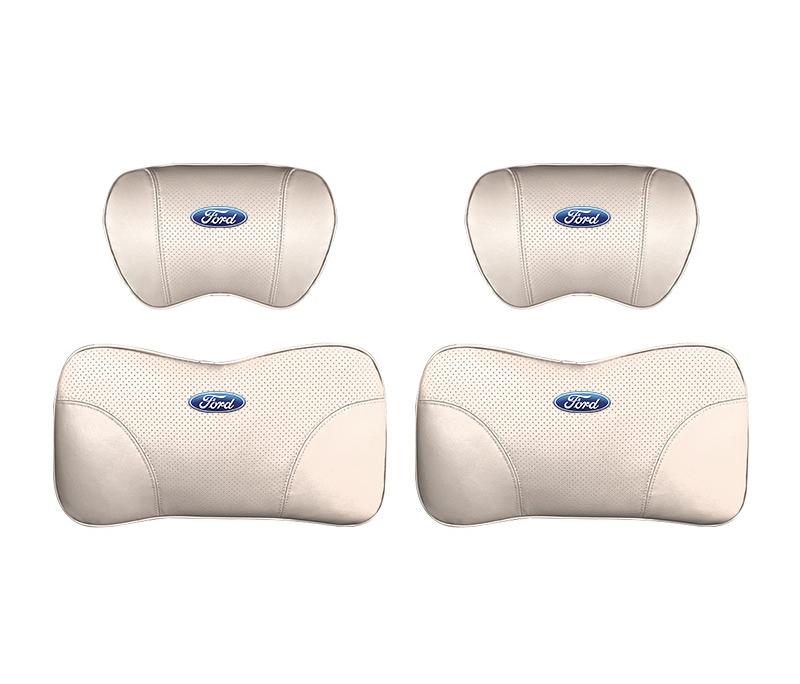 Suitable For Mondeo Car Nappa Memory Foam Seat Headrest Lumbar Pillow White