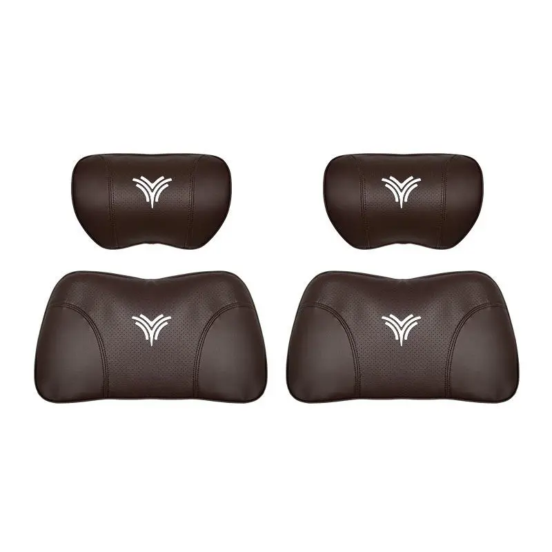 Suitable For Neta U Car Nappa Memory Foam Seat Headrest Lumbar Pillow Brown