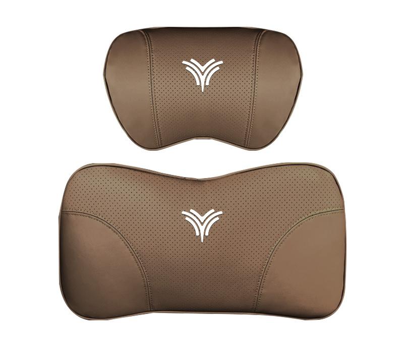 Suitable For Neta U Car Nappa Memory Foam Seat Headrest Lumbar Pillow Coffee Color