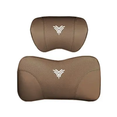 Suitable For Neta U Car Nappa Memory Foam Seat Headrest Lumbar Pillow Coffee Color 01