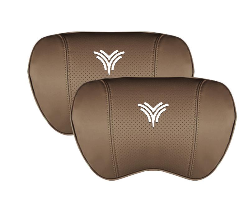 Suitable For Neta U Car Nappa Memory Foam Seat Headrest Lumbar Pillow Coffee Color