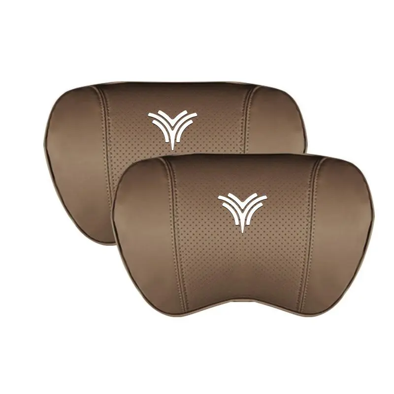 Suitable For Neta U Car Nappa Memory Foam Seat Headrest Lumbar Pillow Coffee Color