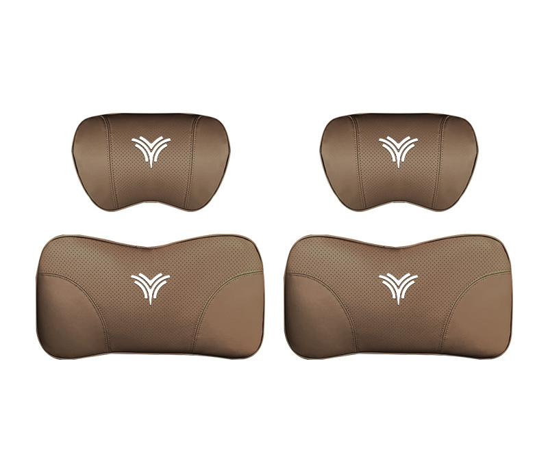 Suitable For Neta U Car Nappa Memory Foam Seat Headrest Lumbar Pillow Coffee Color