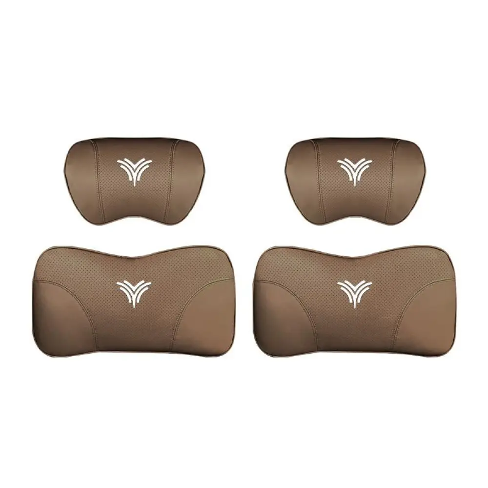 Suitable For Neta U Car Nappa Memory Foam Seat Headrest Lumbar Pillow Coffee Color