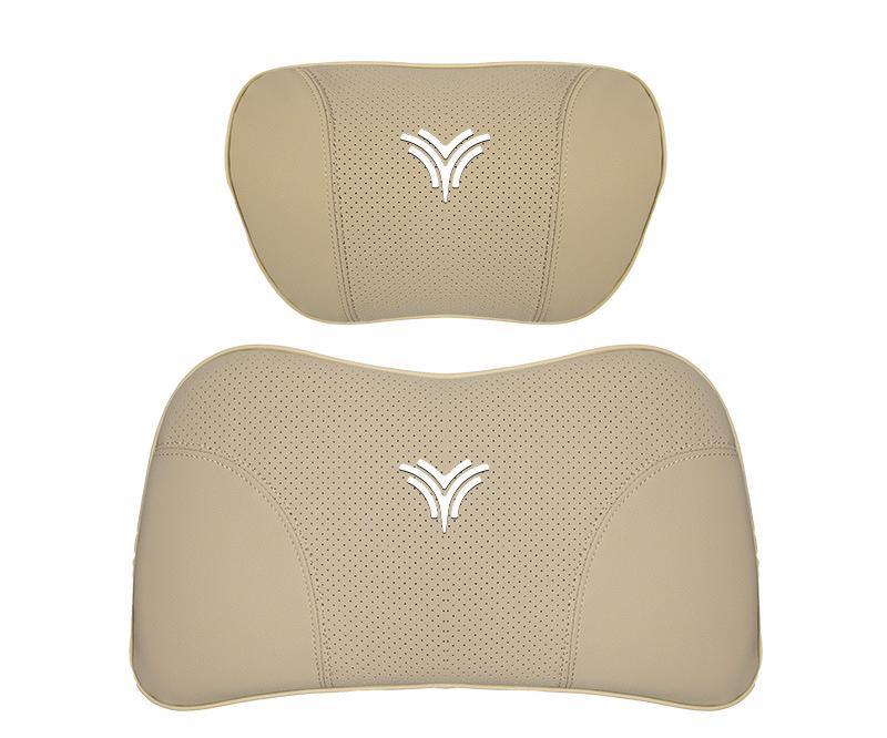 Suitable For Neta U Car Nappa Memory Foam Seat Headrest Lumbar Pillow Off-White