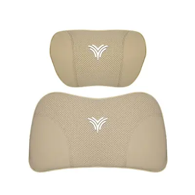 Suitable For Neta U Car Nappa Memory Foam Seat Headrest Lumbar Pillow Off-White 01