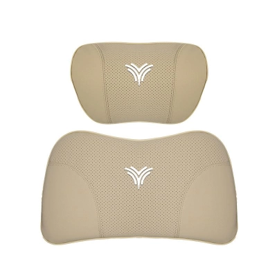 Suitable For Neta U Car Nappa Memory Foam Seat Headrest Lumbar Pillow Off-White 01