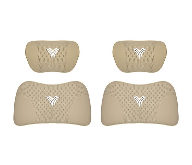 Suitable For Neta U Car Nappa Memory Foam Seat Headrest Lumbar Pillow Off-White