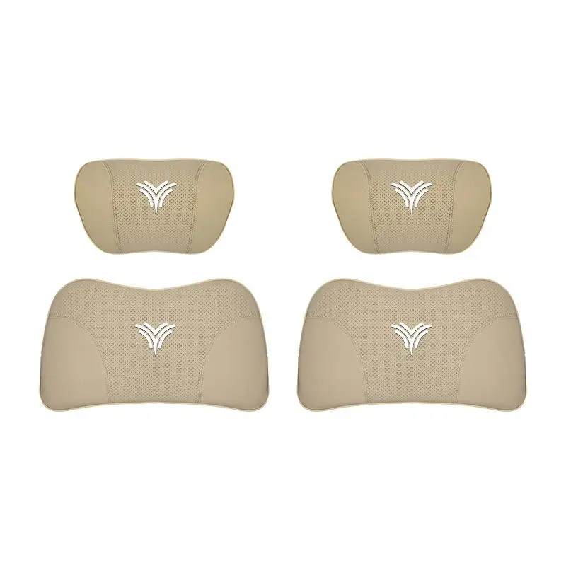 Suitable For Neta U Car Nappa Memory Foam Seat Headrest Lumbar Pillow Off-White
