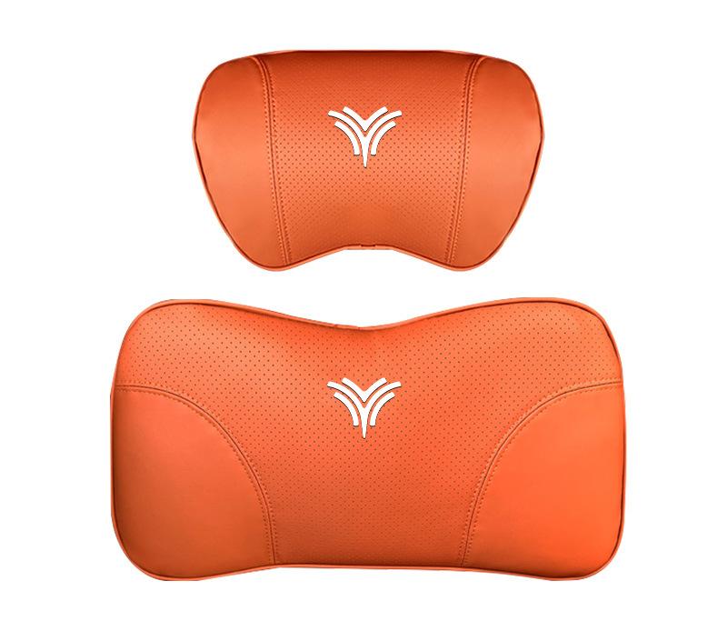 Suitable For Neta U Car Nappa Memory Foam Seat Headrest Lumbar Pillow Orange