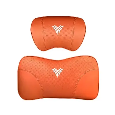 Suitable For Neta U Car Nappa Memory Foam Seat Headrest Lumbar Pillow Orange 01