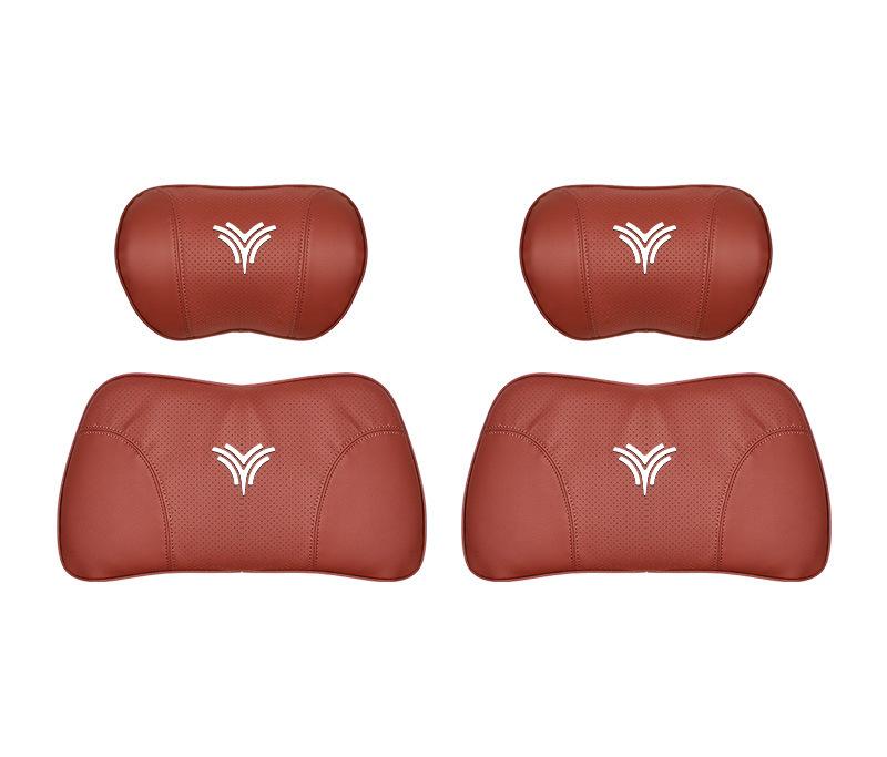 Suitable For Neta U Car Nappa Memory Foam Seat Headrest Lumbar Pillow Red