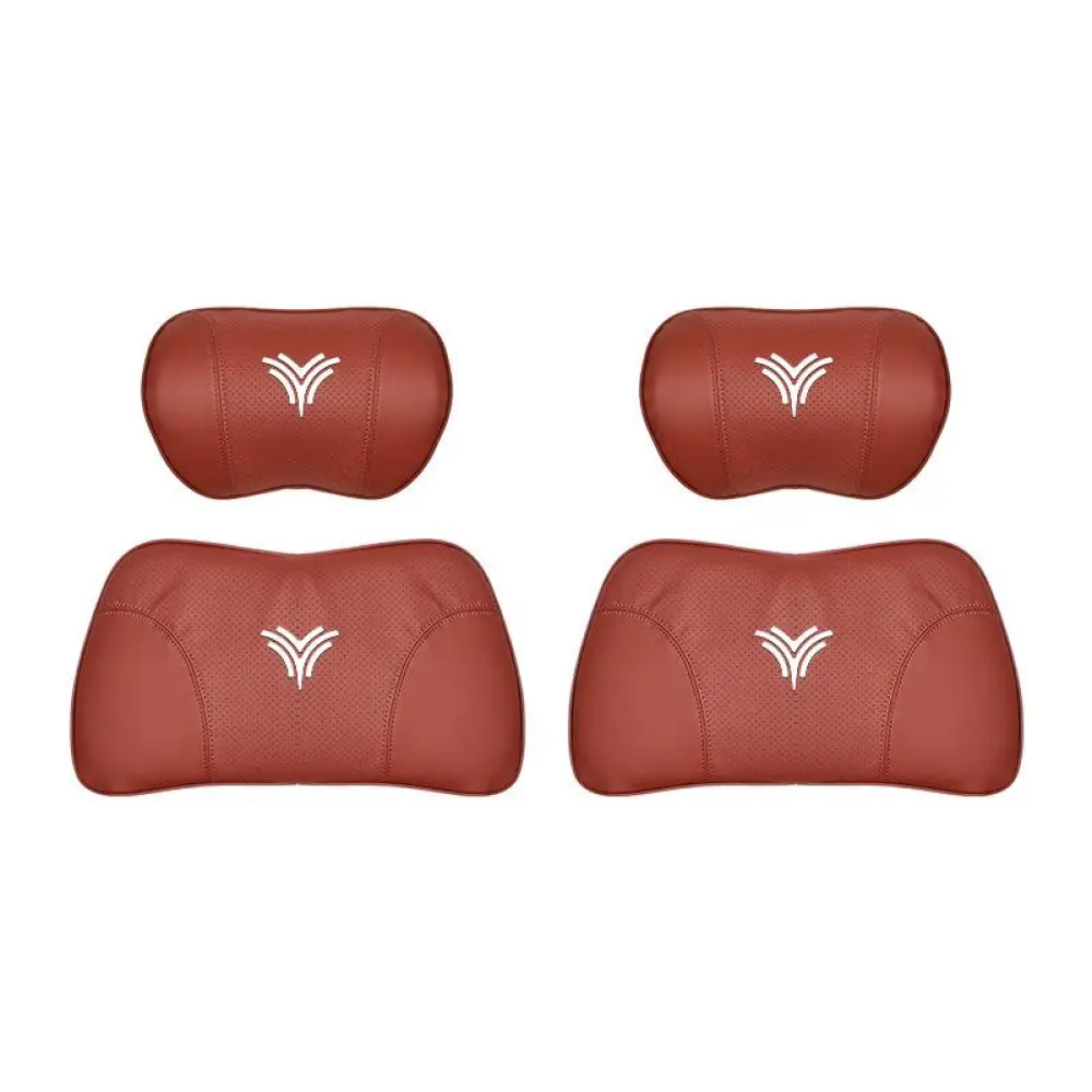 Suitable For Neta U Car Nappa Memory Foam Seat Headrest Lumbar Pillow Red