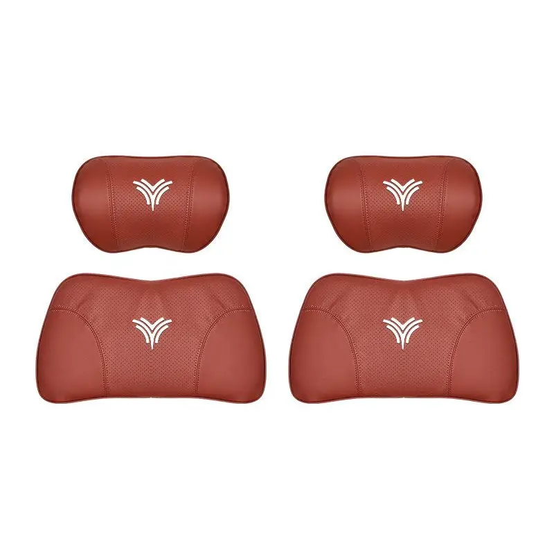 Suitable For Neta U Car Nappa Memory Foam Seat Headrest Lumbar Pillow Red