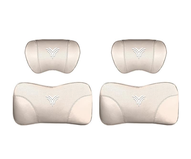 Suitable For Neta U Car Nappa Memory Foam Seat Headrest Lumbar Pillow White