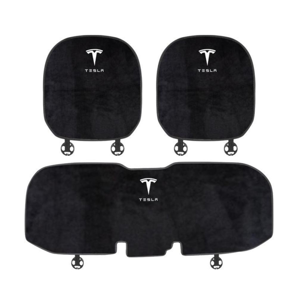 Suitable For Tesla Car Flannel Back Cushion Seat Cushion Black