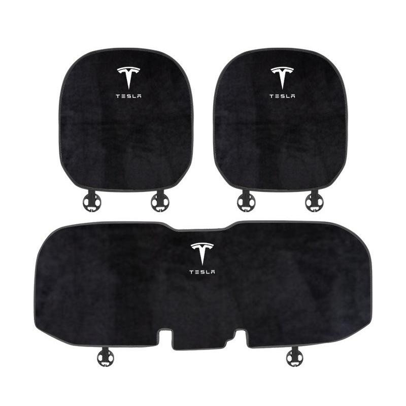 Suitable For Tesla Car Flannel Back Cushion Seat Cushion Black