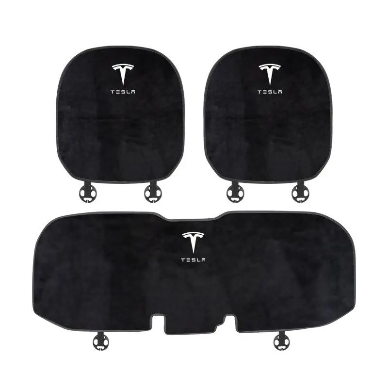Suitable For Tesla Car Flannel Back Cushion Seat Cushion Black