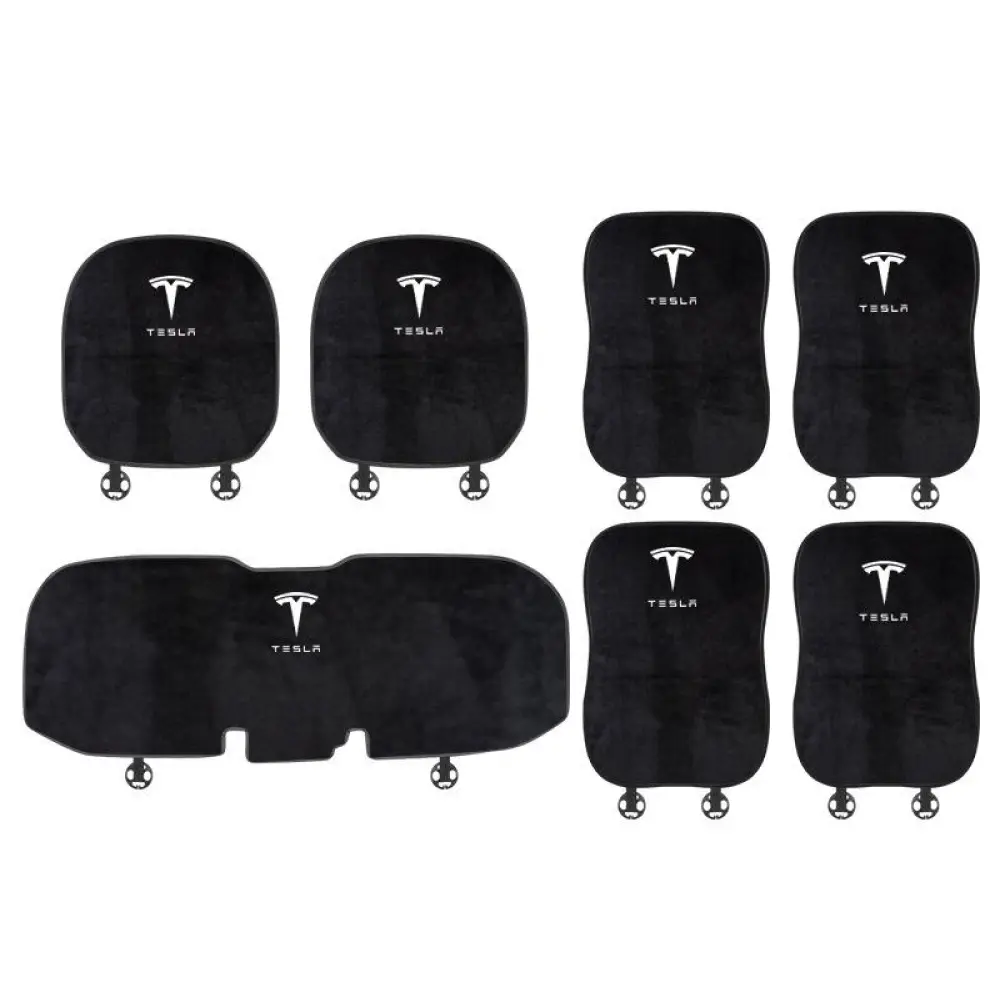 Suitable For Tesla Car Flannel Back Cushion Seat Cushion Black