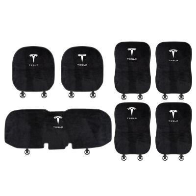 Suitable For Tesla Car Flannel Back Cushion Seat Cushion Black 01
