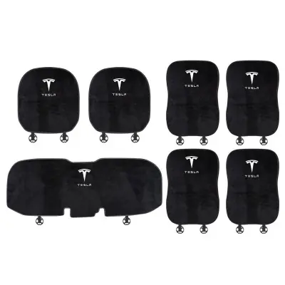 Suitable For Tesla Car Flannel Back Cushion Seat Cushion Black 01