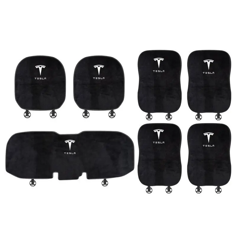 Suitable For Tesla Car Flannel Back Cushion Seat Cushion Black