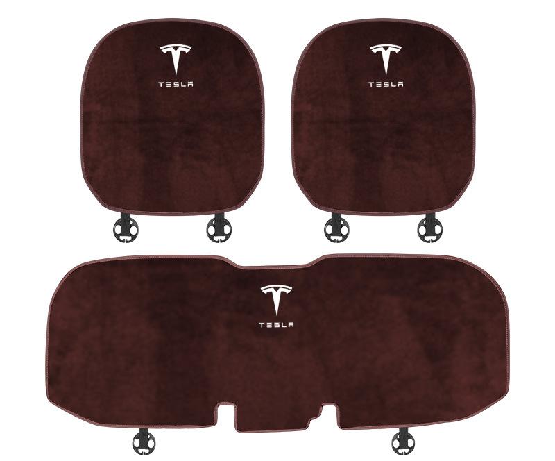 Suitable For Tesla Car Flannel Back Cushion Seat Cushion Brown
