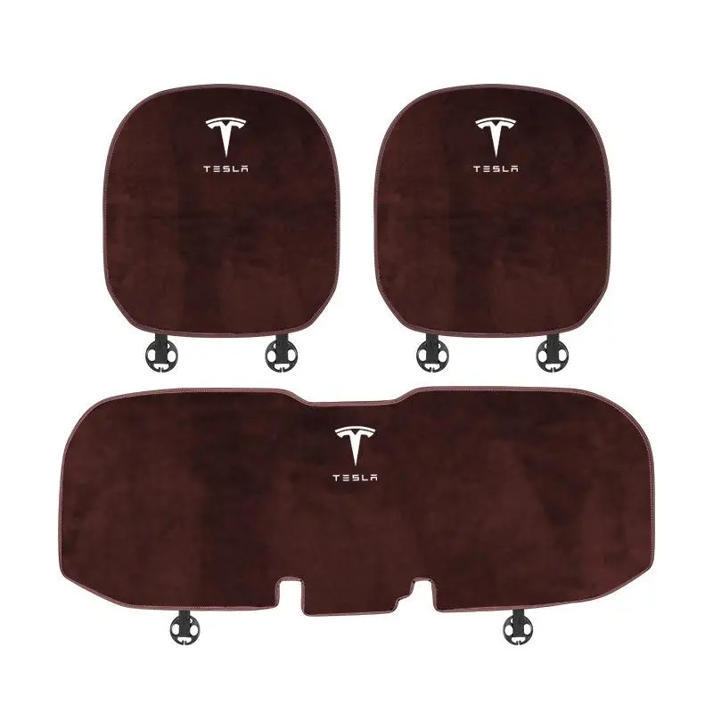 Suitable For Tesla Car Flannel Back Cushion Seat Cushion Brown