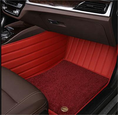 Suitable for Benz Fully Enclosed Car Floor Mats Made of Genuine Leather and Imitation Cashmere-Deep Red