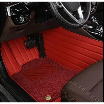 Suitable for Benz Fully Enclosed Car Floor Mats Made of Genuine Leather and Imitation Cashmere-Deep Red 01