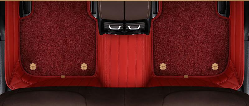 Suitable for Benz Fully Enclosed Car Floor Mats Made of Genuine Leather and Imitation Cashmere-Deep Red