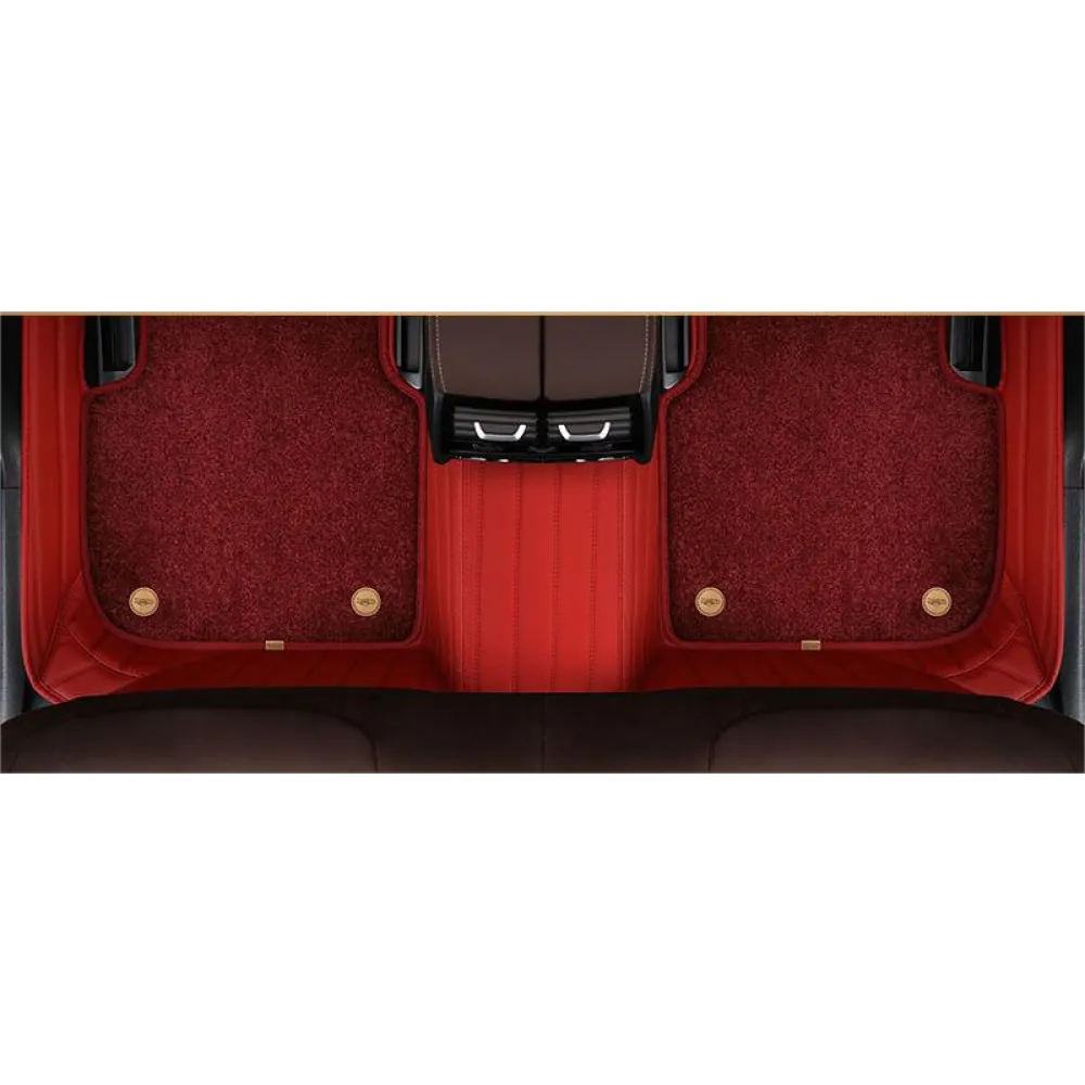 Suitable for Benz Fully Enclosed Car Floor Mats Made of Genuine Leather and Imitation Cashmere-Deep Red
