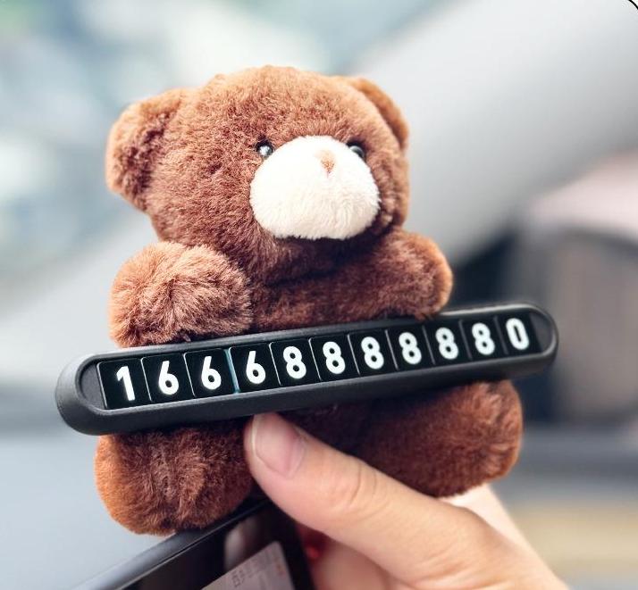 Hug Bear Doll Temporary Parking Sign Can Hide Car Moving Number Plate