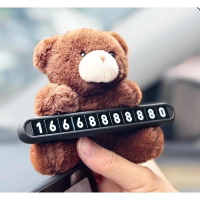 Hug Bear Doll Temporary Parking Sign Can Hide Car Moving Number Plate 01
