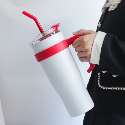 Large Capacity Straw Stainless Steel Insulated Cold Cup White 01
