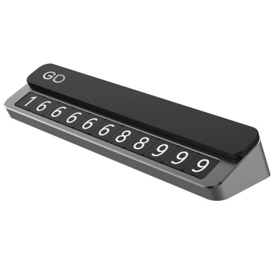 Metal Sliding Temporary Parking Sign Can Hide The Car Moving Number Plate Gray 01