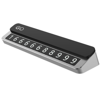 Metal Sliding Temporary Parking Sign Can Hide The Car Moving Number Plate Silver 01