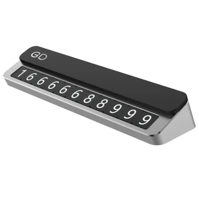 Metal Sliding Temporary Parking Sign Can Hide The Car Moving Number Plate Silver 01