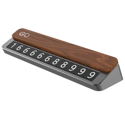 Metal Solid Wood Sliding Temporary Parking Sign Can Hide The Car Moving Number Plate Gray 01